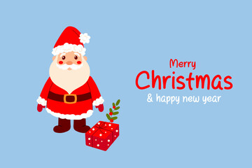 A simple card, a Christmas card, a New Year's card, a Christmas card. Santa claus and greeting.
