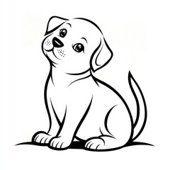 Fototapeta premium Delightful dog coloring activity for young children featuring a friendly puppy sitting happily against a blank background, perfect for creative exploration and fun