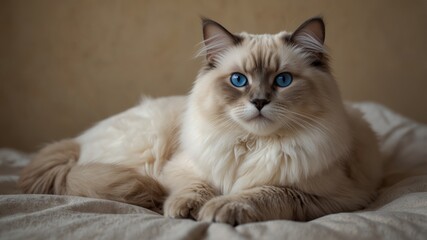 Closeup Portrait of a White Cat with Blue Eyes