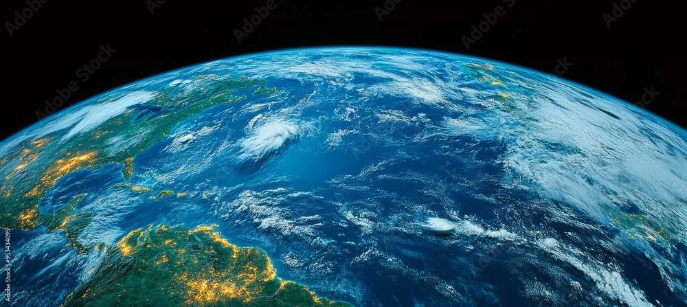 Aufkleber outer earth planet with america continent view. generative ai technology.