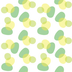 Abstract seamless pattern with overlapping organic shapes in green and yellow hues.