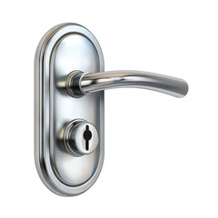 Modern door handle with keyhole lock, cut out