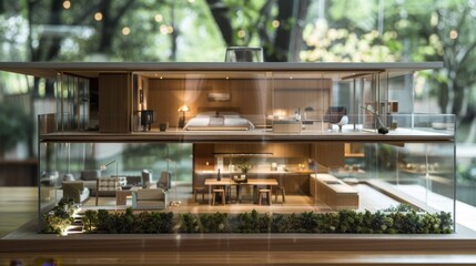 Luxurious Modern Transparent House Model in a Miniature Display