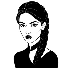 Woman with hairstyle fashion silhouette vector illustration
