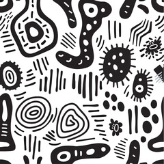 Charcoal doodle scribble seamless pattern in hand drawn abstract designs perfect for fabric textile prints wallpapers wrapping paper and social media banners in boho style