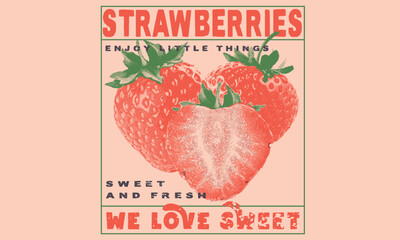 Nature fruit club print design. Organic berry food artwork for for t-shirt. Fruit vintage t-shirt design. Fresh strawberry artwork. Organic fruit market. strawberry fruit print.