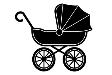 Baby carriage silhouette. Vector illustration 
