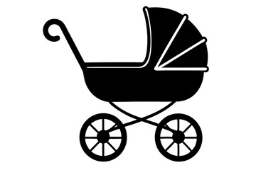 Baby carriage silhouette. Vector illustration 
