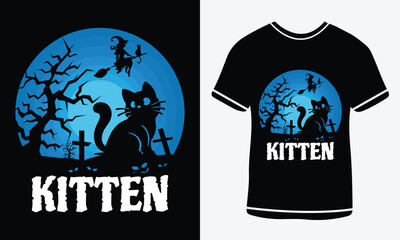 kitten t-shirt design, vector T-shirt, Graphic cat t shirt, Spooky t shirt Design, Halloween text t- shirt Free  Vector, Pumpkin , Ghost , House, etc. Halloween T-shirt Design Template Print.