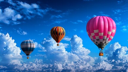 Naklejka premium Whimsical hot air balloon festival with colorful balloons, floating dreams, sky-high adventure, aerial spectacle, pencil illustration, high-quality, clipart :: picturesque landscapes, gentle
