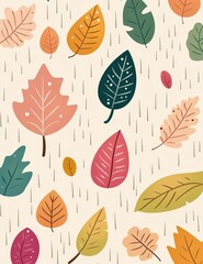 Colorful leaves pattern on a light background, perfect for autumn-themed designs and nature-inspired projects.