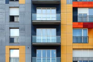 Obraz premium Modern Apartment Building Facade with Colorful Accents