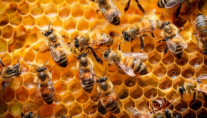 abejas recolectando en un panal