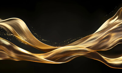 Flowing metallic gold ribbon luxury background