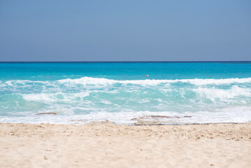 Waves on Mediterranean sea landscape in Egypt, Sahel, North coast