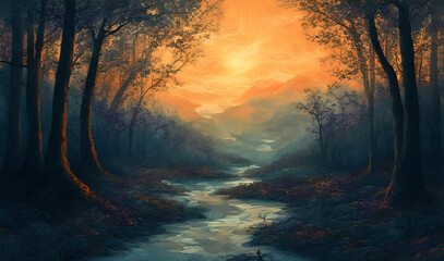 Fototapeta premium sunrise in the forest