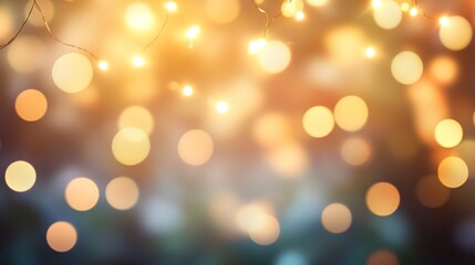 Obraz premium Abstract cream background with blurry festival lights and outdoor celebration bokeh - abstract background with bokeh 