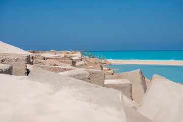 Stones on Mediterranean sea landscape in Egypt, Sahel, North coast