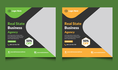 Real Estate Facebook cover and banner template design, Modern abstract flat corporate real estate construction Facebook cover, banner, social media post, timeline cover and web banner template design