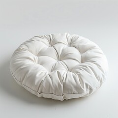 Obraz premium Soft Round Pillow on White Background - Plush Cushion for Home Decor and Comfort.