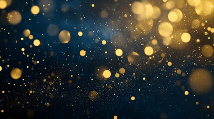 Fototapeta premium abstract background with Dark blue and gold particle. Christmas Golden light shine particles bokeh on navy blue background. Gold foil texture. Holiday concept.