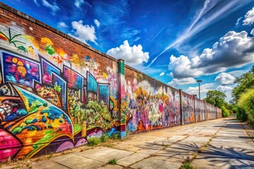 Graffiti artwork on a wide-angle view wall