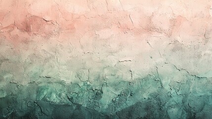   A close-up of a green and pink wall painting