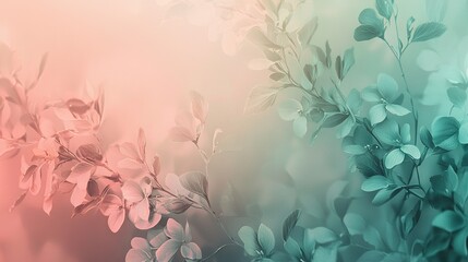   A clear picture of several vibrant flowers against a pink, blue, and green backdrop, featuring sharp images of leaves