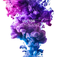 Violet ink swirling in water. Vector abstract cloud. Abstract banner paints  isolated on white background. Liquid ink. Background for banner, card, poster, poster, identity, web design