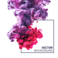Red ink swirling in water. Vector abstract cloud. Abstract banner paints  isolated on white background. Liquid ink. Background for banner, card, poster, poster, identity, web design