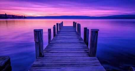 Fototapeta premium old wooden dock on the edge of Lake