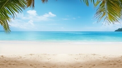 Fototapeta premium Tropical beach with white sand and palm trees. Seascape.