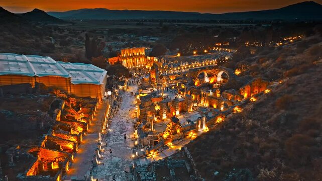 Aerial view of Ephesus ancient city ( Efes Antik kenti)