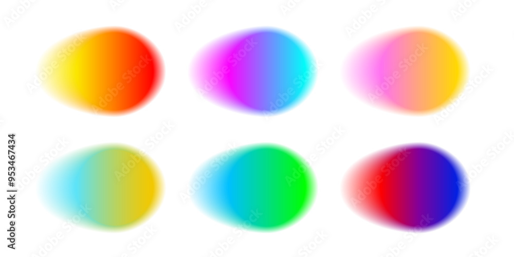 Poster gradient color round shape background. abstract rainbow blur circles with graduation. neon colored b