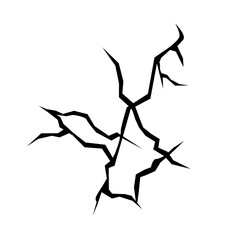 Ground crack, land surface and breaks from earthquake isolated on white background. Black fractures, fissure in ground, crevices from disaster or drought vector illustration.