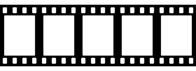 Obraz premium Film strip frame. Cinema tape. Photo negative, filmstrip. Movie black seamless vector illustration on white background for cinema-themed projects, movie posters and photographic albums.