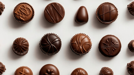 chocolate candies on white background