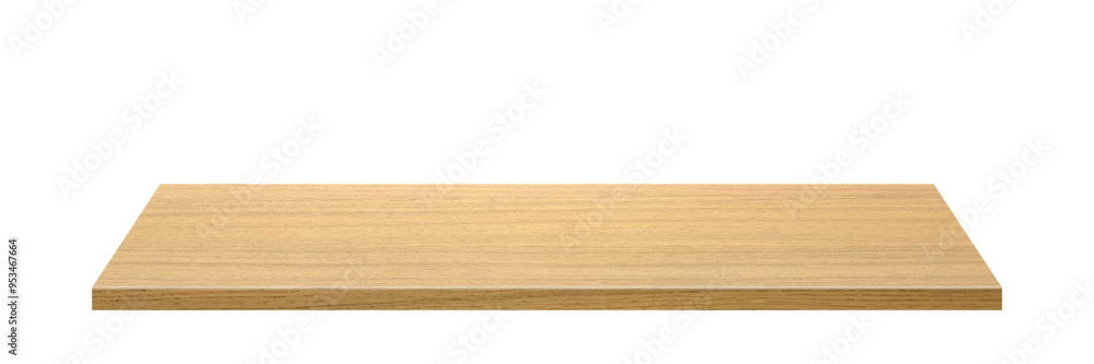 Poster wood table with perspective view. wooden desk isolated on transparent background with top front view