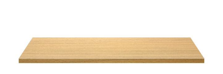 Wood table with perspective view. Wooden desk isolated on transparent background with top front view. Realistic kitchen board vector illustration. Rustic countertop of timber surface, floor, deck
