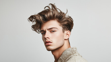 Portrait of handsome man with trendy hairstyle