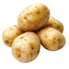 Fresh, unpeeled potatoes are stacked together, highlighting their earthy tones and unique surface characteristics, group of potatoes isolated transparent background