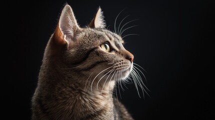 Cat on black background