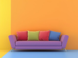 simple colored sofa back wall image of a stylish and modern living room