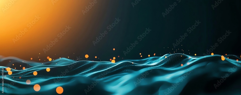 Poster dynamic ocean waves glisten in the warm sunset light, creating a mesmerizing display of colors and m