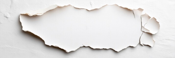 white color ripped torn paper background with copyspace