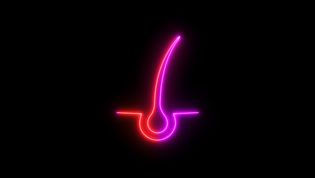recommend clip art: neon, glowing hair icon. nice Skincare root hair. hair care logo icon with initial.