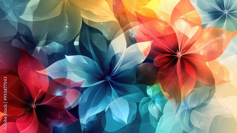 Poster beautiful colorful flowers in a vector abstract background, creating a dynamic and artistic design w