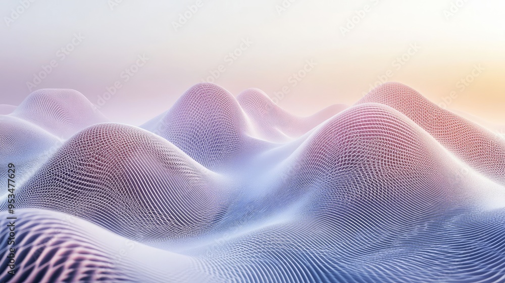 Poster beautiful wavy fog, rising in rhythmic patterns on a futuristic fractal background, representing the