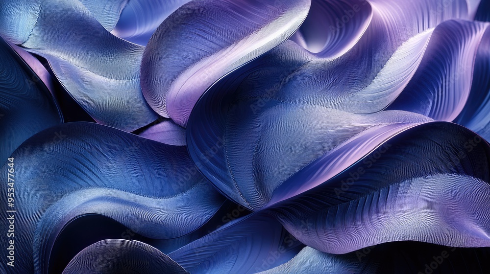 Poster beautiful wavy leaves in abstract patterns, rising on a futuristic fractal background, 3d rendering,