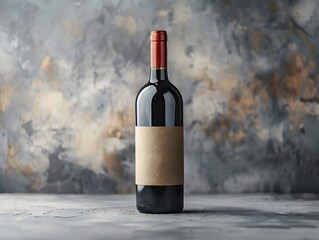 Elegant Personalized Wine Bottle Against Minimalist Background Wine Gifting Concept